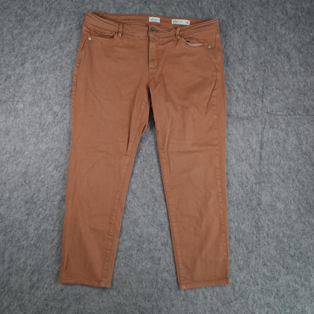 J Jill Pants Women 12 Petite Brown Authentic Fit Slim Ankle Stretch Casual Soft